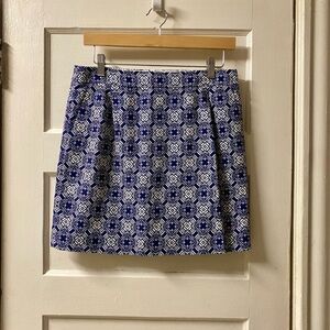 J. Crew Blue and White Geometric Patterned Women's Skirt 100% Cotton Size 4